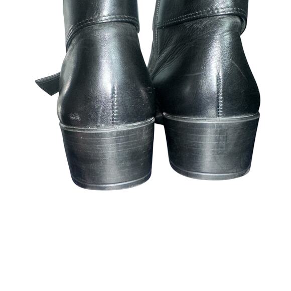 ECCO Black Leather Ankle Boots Size 40 (9-9.5) Buckle Strap Low Heel comfort - Picture 4 of 11